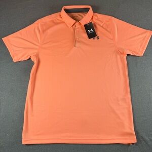 Under Armour Men's Pinkish Orange Polo Shirt Size L
